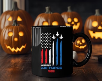 Air Force Veteran Coffee Cup, Patriotic Black Mug