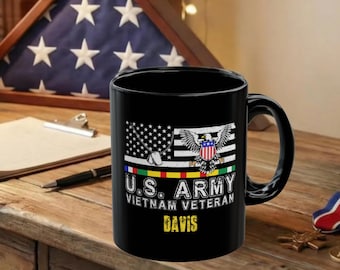 U.S. Army Vietnam Veteran Mug | Black Ceramic Coffee Cup l 11 or 15oz