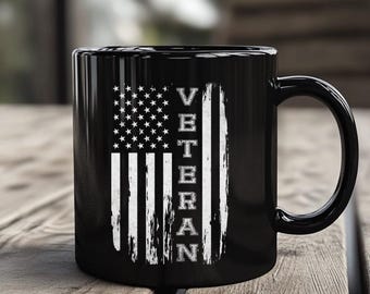 Vietnam Veteran American Flag Mug | Black Ceramic 11 or 15oz