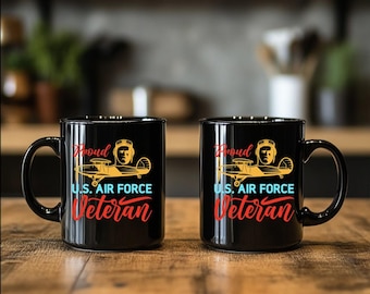 Air Force Veteran Coffee Mug l Retro Vibes l Black Personalized Cup
