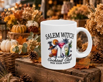 Personalized Salem Witch Mug, Halloween Cocktail Cup, Witchy Gift, 11oz