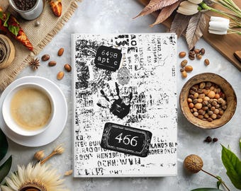 Grunge Collage Handprint 466 Hardcover Journal | Black White Mixed Media