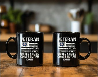 Personalized Coast Guard Veteran Mug, Patriotic Retirement Gift (11oz or 15oz)