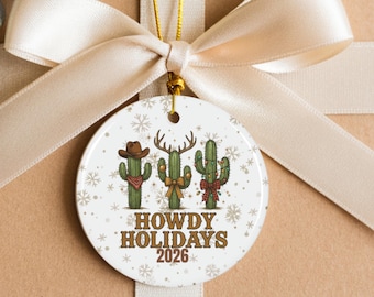 Cowboy Cactus Nutcracker Ornaments | Christmas Ceramic Double-Sided Gift