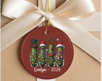 Dill Pickle Family Ornaments Ceramic Ornament | Personalized Name 2026