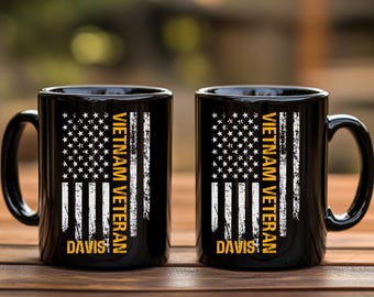 Vietnam Veteran Flag Mug | Black Ceramic Coffee Mug