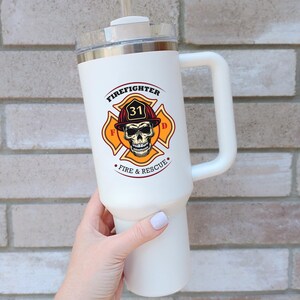Personalize Fire Rescue 40oz Insulated Travel Mug, Father&#39;s Day Polar Camel Tumbler, Fire Fighter, Stanley Dupe Double-Walled Tumbler