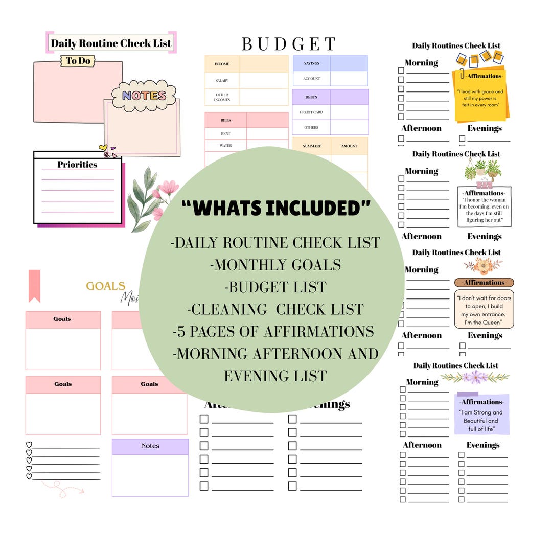 All in One Planner Bundle | Daily Routine, Monthly Goals, Budget ...
