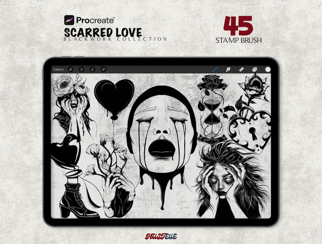 Procreate Tattoo Stamp Brushes Blackwork Tattoo Flash Stamp Brush Set ...