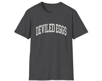 Camiseta de huevos rellenos / Camiseta con texto de arco retro