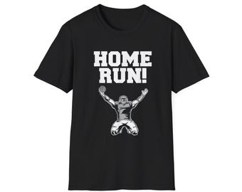 Camiseta deportiva divertida unisex de estilo suave, con diseño de jonrón de béisbol y fútbol, ideal como regalo para aficionados al deporte, informal, con gráficos.