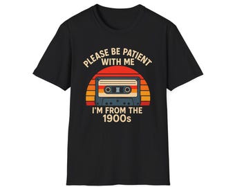 Camiseta con estampado de casete "Please Be Patient With Me" / Estilo retro de los años 70 y 80 con rayas vintage