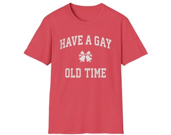 Camiseta "Ten un Viejo Tiempo Gay" / Tipografía vintage de trébol arcoíris