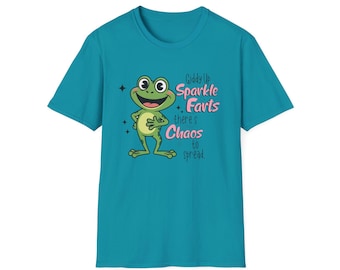 Camiseta con estampado de rana juguetona / Camiseta con pantalones brillantes Giddy Up, ropa divertida, regalo para niños, camiseta de fiesta, ropa informal