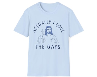 Camiseta "En realidad amo a los gays" / Ilustración de Jesús, camiseta de apoyo LGBTQ