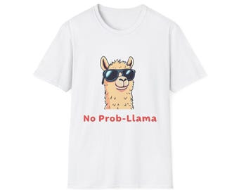 Camiseta "No Prob-Llam Cool Llama", divertida camiseta de animales, ropa informal unisex, regalo para amantes de las llamas, imprescindible para el armario de verano.