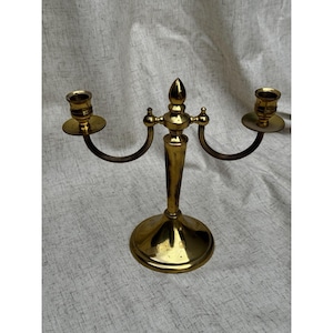 Vintage Brass Candle Holder Candelabra Two Arm