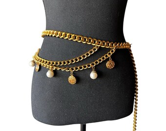 St. John Swag Chain Belt Gold Women’s Size 31.5” With Extension 3” Wide Stunning ST. JOHN Vintage 1980 main image 4