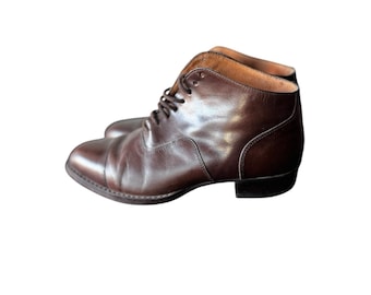Nine West Brown Boots leather Cap Toe Lace Up Ankle Women's Dress Boot Size 5.5M