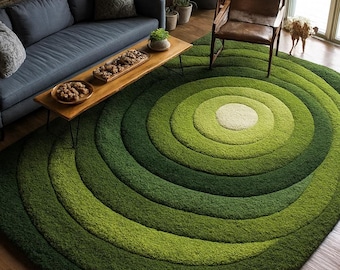 Moss Grass Tufted Rug: 3D Moss Green Design, Nature Inspired Floor Decor