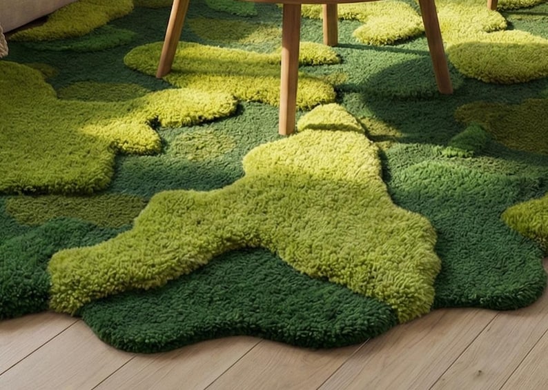 Moss Grass Rug: Handmade Tufted Wool Area Rug | 3D Textured Carpet ...