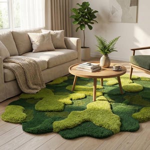Moss Grass Rug: Handmade Tufted Wool Area Rug | 3D Textured Carpet ...