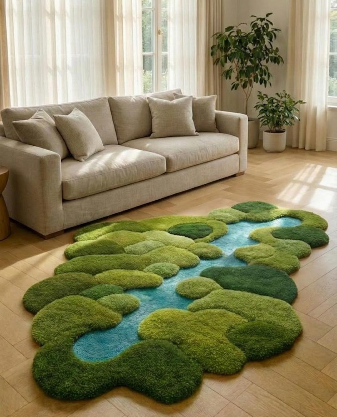 Moss Grass Rug: Handmade Tufted Wool Area Rug | 3D Textured Carpet ...