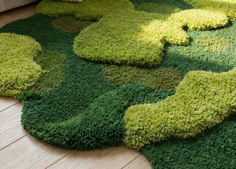 Moss Grass Rug: Handmade Tufted Wool Area Rug | 3D Textured Carpet ...