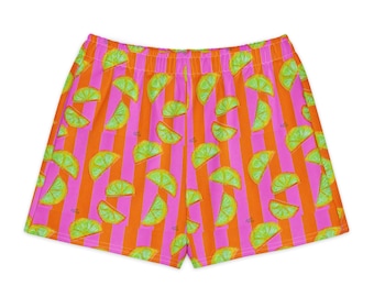 Fun summer lemon and stripe Unisex cotton shorts