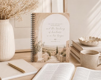 Quaderno a spirale con versetto biblico "Insegnamento della gentilezza" / Proverbi 31:26 / Diario a righe / Regalo per la festa della mamma