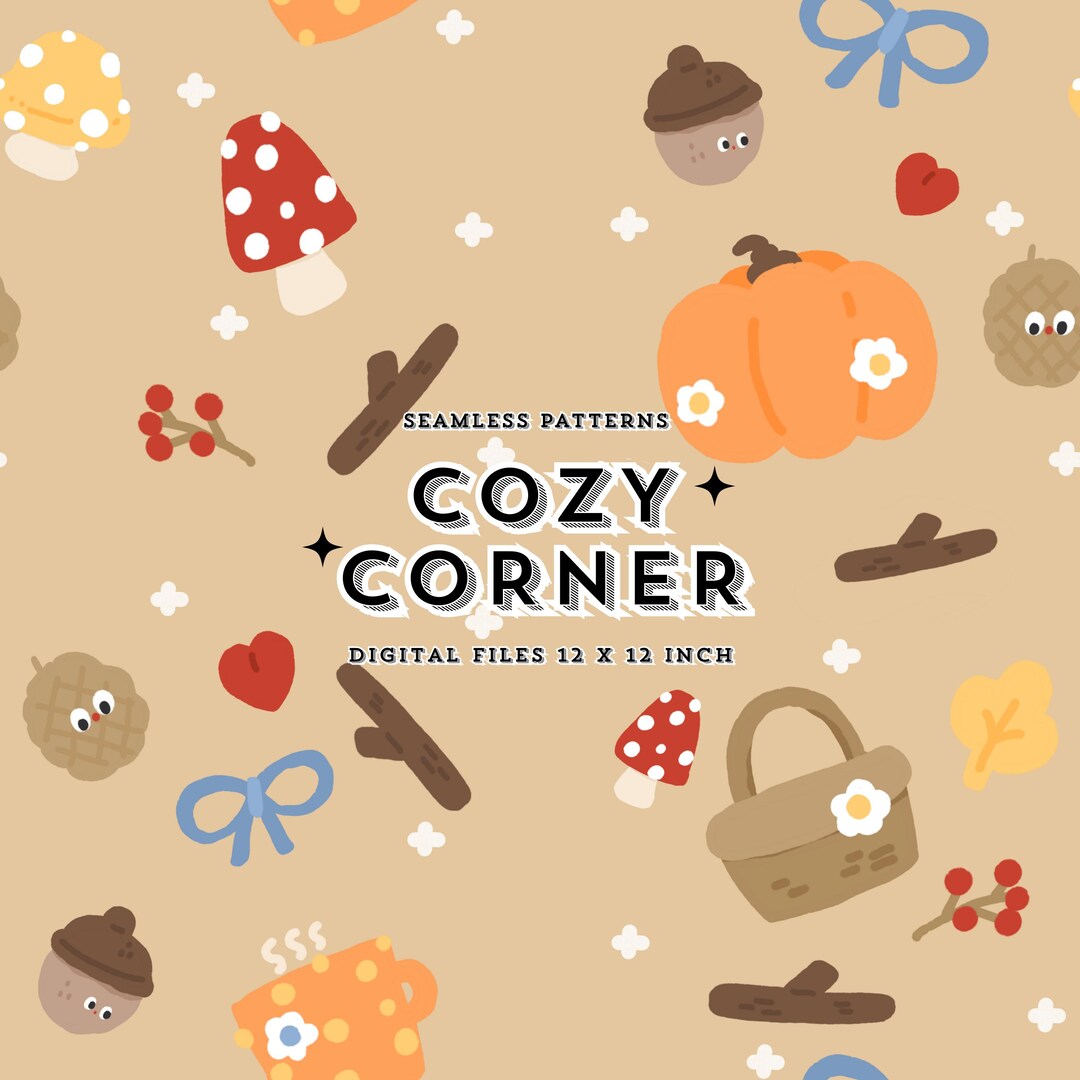 Cozy Autumn Harvest Seamless Pattern Bundle, Cute Fall Digital Paper ...