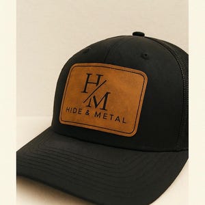 Custom Leather Patch Trucker Hat | Laser Engraved Logo