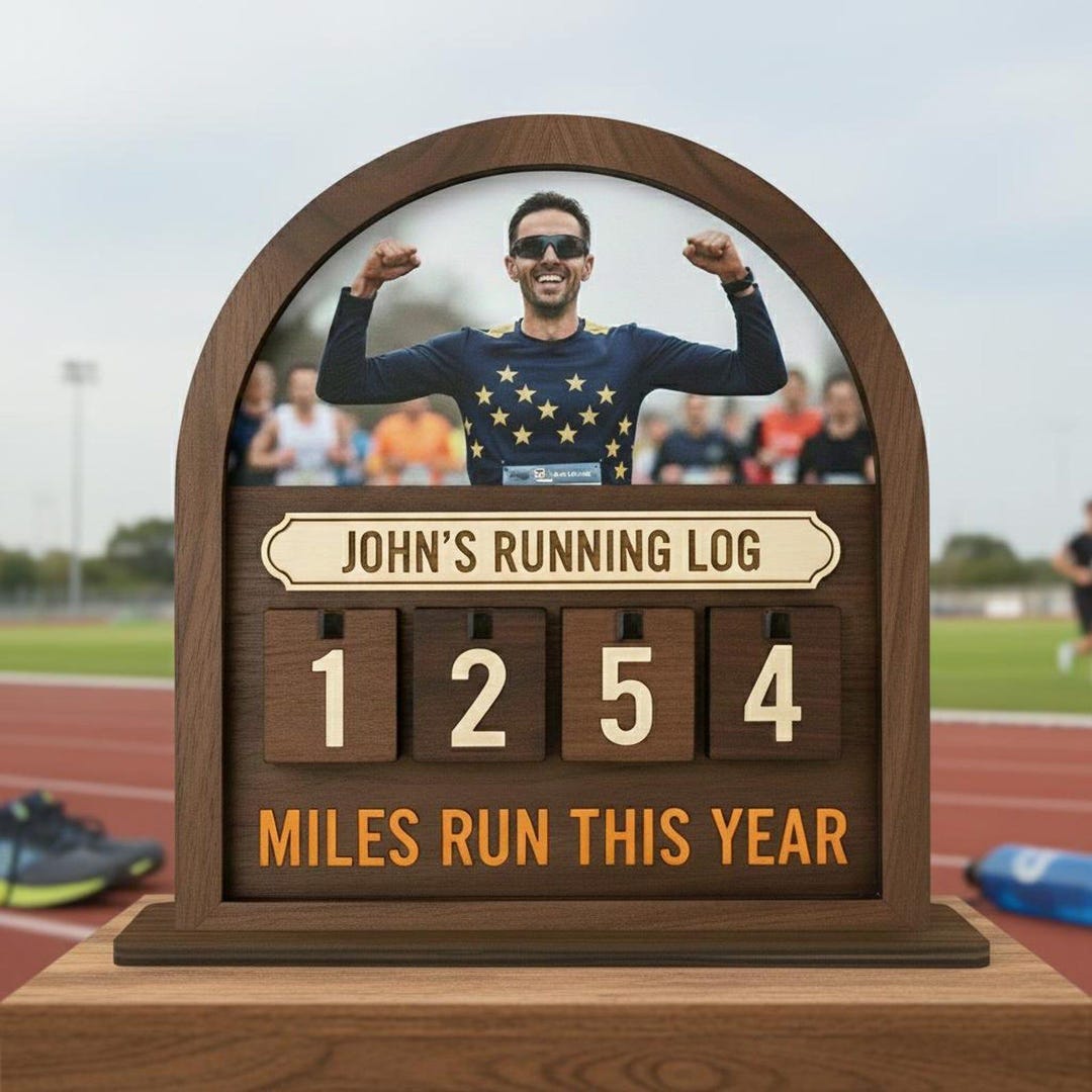 Signs For Running Personalized Running Miles Tracker Sign, Custom Photo Flip Counter ...