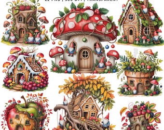 ワンダーランドの居心地の良い家 ノームの家 22 PNG | 気まぐれなファンタジーハウス | 魔法の森のコテージのクリップアート