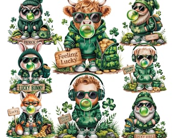 ラッキーバブルガム 12 PNG | 聖パトリックの日 | 森の動物のクリップアート | デジタルステッカー