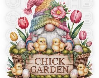 花柄イースターノームクリップアート 24 PNG | 春のノーム | バニーイースター | フラワーマーケット | デジタルステッカー