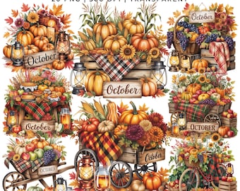 10月のカレンダークリップアート 20 PNG | 秋のカボチャ、秋の収穫 | プランナーステッカー