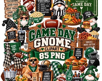 85 Game Day Gnome Clipart | Football Bundle | Tailgate Party Graphics | Sports Fan Digital Art