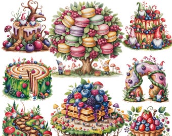 ワンダーランドデザートフォレスト | ファンタジーマカロンツリーアート | ノームマジカルワールド24 PNG