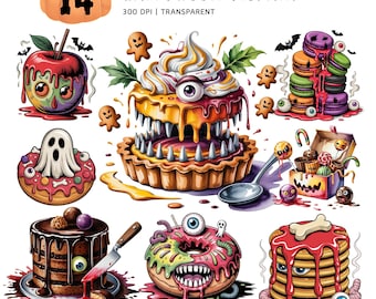 ハロウィンスイーツクリップアート集 | 14種類の不気味なキャンディーPNG