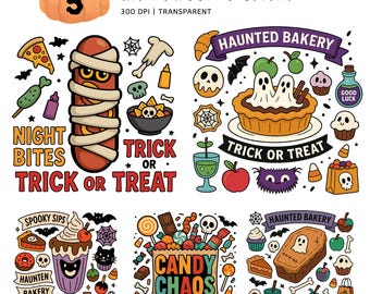 Paquete PNG de Halloween: Imágenes prediseñadas de dulces espeluznantes (descarga digital, 4500 x 4500, 300 DPI)