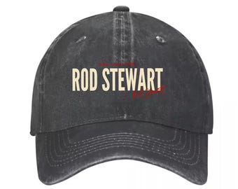 Rod Stewart One Last Time Tour 2026 Vintage Distressed Denim Cap - 100% Cotton Denim Baseball Cap Hat, Women Men Baseball Cap,Adjustable Cap