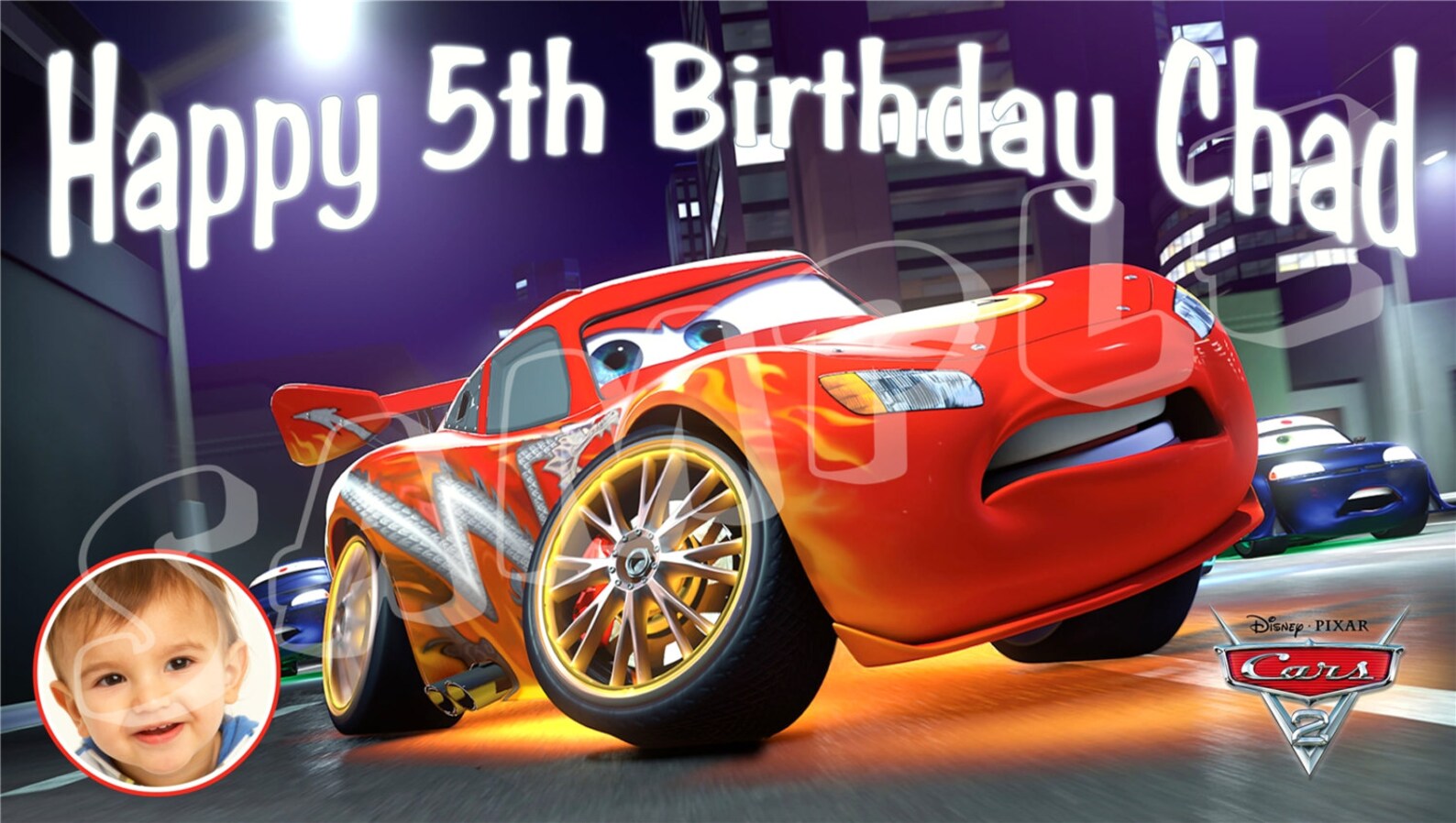 Cars Lightning Mcqueen Happy Birthday Banner Birthday Etsy