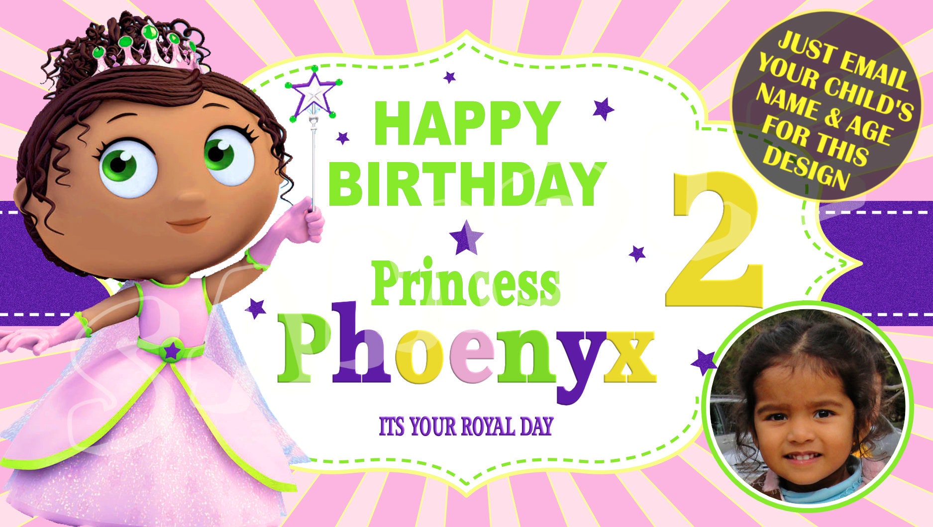 Super Why Princess Pea Happy Birthday Banner Birthday - Etsy UK