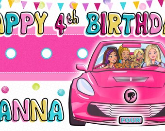 Doll, Beautiful Doll, Happy Birthday Banner, Birthday Banner, Custom banners, Party Banners, Personalised Birthday Banners, sign