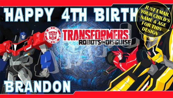 Transformers Robots Happy Birthday Banner Birthday Banner Etsy