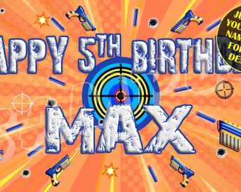 Dart Gun Banner, Dart Gun Birthday Banner, Dart Wars, Custom banners, Party Banners, Personalised Birthday Banners, banners and signs