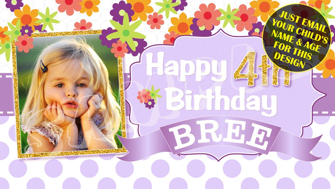 Spring Flowers Happy Birthday Banner Birthday Banner Custom Etsy