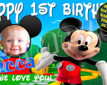 Mickey Mouse Club House Personalized Custom Birthday Banner with photo Party Decoration