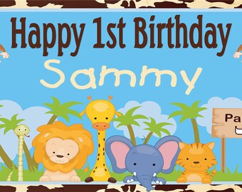 Zoo Animal, Safari Jungle, Happy Birthday Banner, Birthday Banner, Custom banners, Party Banners, Personalised Birthday Banners, banners